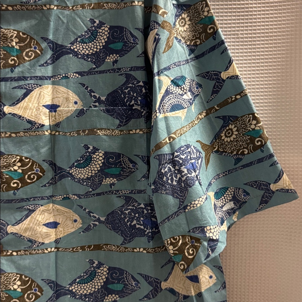 KAHALA Hawaiian Shirt Cotton Blue Pocket Fish Floral Sz XL - Picture 4 of 11